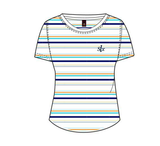Camiseta mujer SLX rayas de colores 6411 blanca