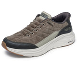 Zapatilla Skechers Contour Foam oliva vista lateral interior de pana acolchada