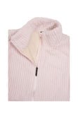 Detalle del cuello y cremallera del chaleco Luhta Akainen rosa