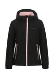 Chaqueta Softshell Icepeak KOBRYN G Negro - Vista frontal con detalles rosa