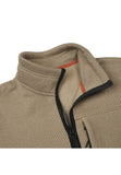 Forro Polar Icepeak AGRANI Café au Lait - Detalle cuello alto, cremallera negra y ribete naranja