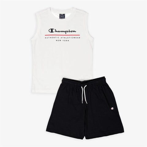 Conjunto Camiseta + short niño Champion sin mangas 306701 blanco
