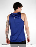 Camiseta hombre running BCN técnica tirantes MOAD marino y azul