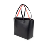 Bolso Munich Hollow Shopper Negro Rojo - Vista lateral con asas negro y coral