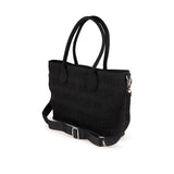 Bolso Munich Bloom Shopper Negro - Interior abierto con cremallera plateada