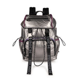 Mochila Munich Glossy 7113770 plata y malva vista frontal