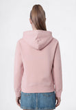 «Sudadera Champion 405482 rosa para niña, vista trasera con capucha, bolsillo canguro y logo en el pecho».