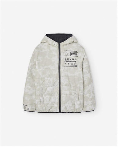 Anorack Puffer Niño Losan Nylon reversible 24002 blanco y negro