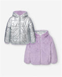 Anorack niña Losan PUFFER REVERSIBLE 24006 Lila y rosa