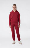 Sudadera Champion niña HOODED 405482 roja, vista frontal con capucha y bolsillo canguro