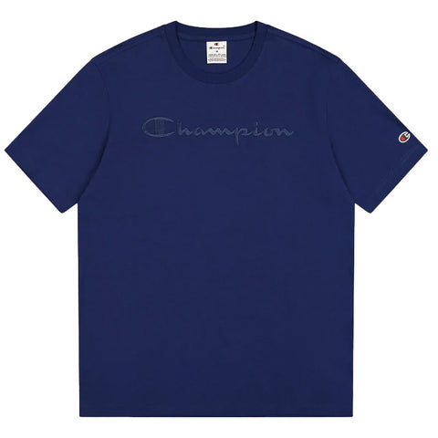 Camiseta Champion logo central bordado tono 220273 BS567 Azul