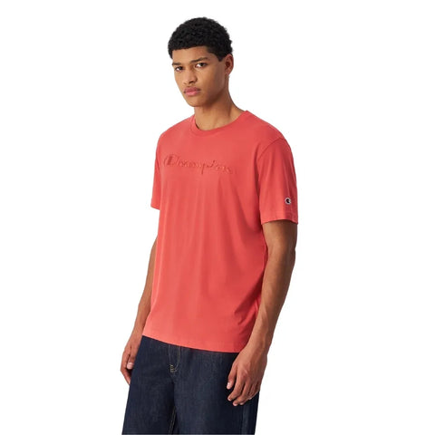 Camiseta Champion logo central bordado tono 220273 RS068 Rojo