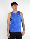 Camiseta hombre running BCN técnica tirantes MOAD marino y azul