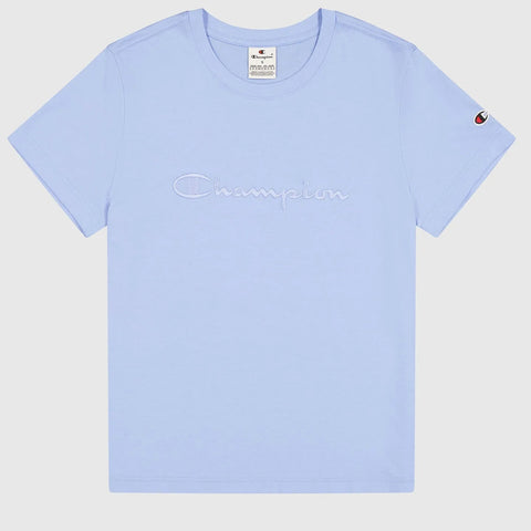 Camiseta mujer Champion logo grande bordado monotono 117650 BS Azul
