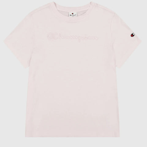 Camiseta mujer Champion logo grande bordado monotono 117650 PS Rosa