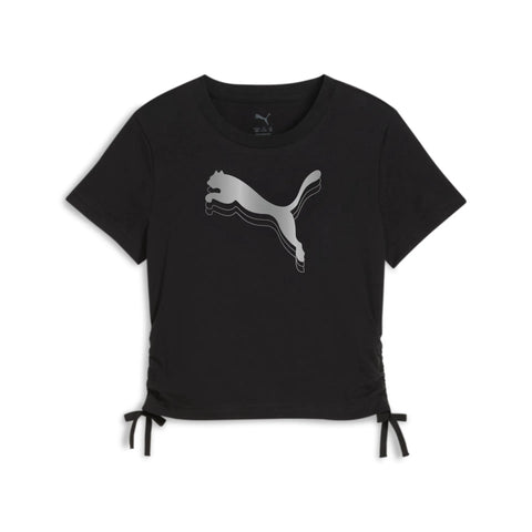 Camiseta niña PUMA Logo metalizado y tiras laterales 686419 01 negro