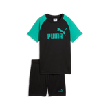 Conjunto Puma Junior 686299 Negro/Verde – Camiseta + Bermuda Poliéster