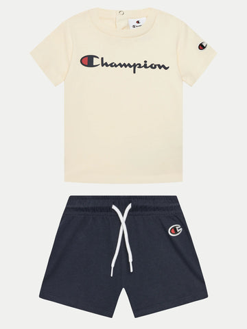Conjunto Camiseta + short niño Champion 307055 YS141 Blanco roto