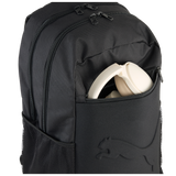 Mochila PUMA Buzz 091153 negra - Detalle cremalleras y bolsillos