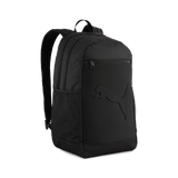 Mochila PUMA Buzz 091153 negra - Vista frontal con logo en relieve