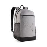Mochila PUMA Buzz 091350 gris - Vista frontal con logo en relieve tono sobre tono