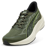 Zapatillas Puma DARTER PRO 2 312587-21 verde oliva con detalles lima, vista lateral exterior