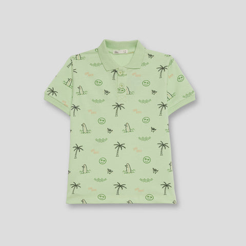 Polo niño Street Monkey Palmeras 255011 Verde Caribe