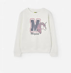 Sudadera niña Losan UNICORNIO FW 24037 en blanco y en rosa