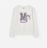 Sudadera niña Losan UNICORNIO FW 24037 en blanco y en rosa