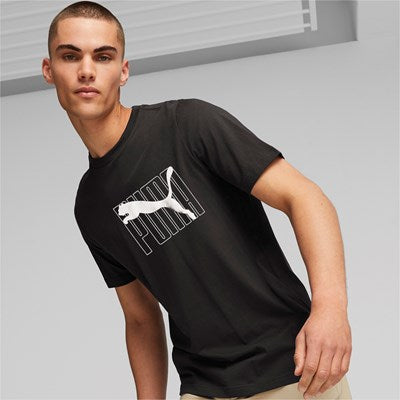 Camiseta hombre PUMA logo plateado 675922 negro