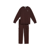 Chándal infantil PUMA ESS Elevated Relaxed JR 695218 marrón chocolate, vista frontal