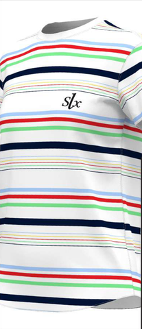 Camiseta mujer SLX rayas de colores 6411 blanca