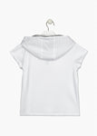 Camiseta niña Losan con capucha y mensaje con lentejuelas 114-1016 blanco