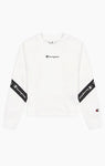 Sudadera para niña Champion 404354 blanco con logo negro en manga