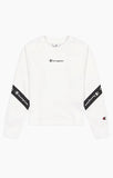 Sudadera para niña Champion 404354 blanco con logo negro en manga