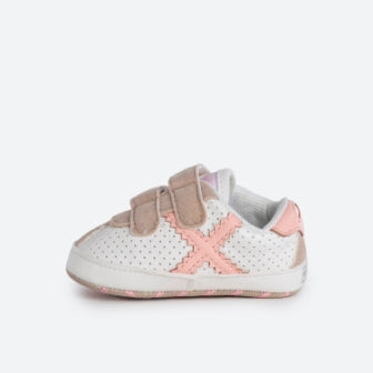 Zapatillas sin suela bebé MUNICH BARRU 8245 blanco/rosa Puber Sports. Tu tienda de deportes y moda