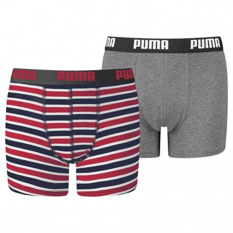 pack de 2 calzoncillos Puma gris y rayas rojas