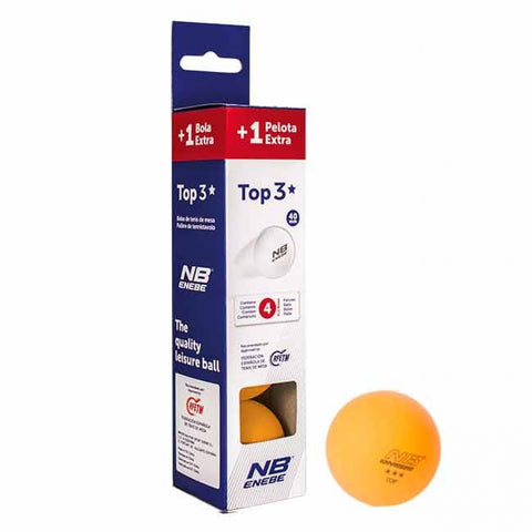 PING PONG caja de 3 +1 pelotas ENEBE  TOP 3* 845498 Naranja o blanco - Puber Sports