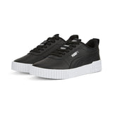 Puma negras de piel con logos plateados en lengüeta